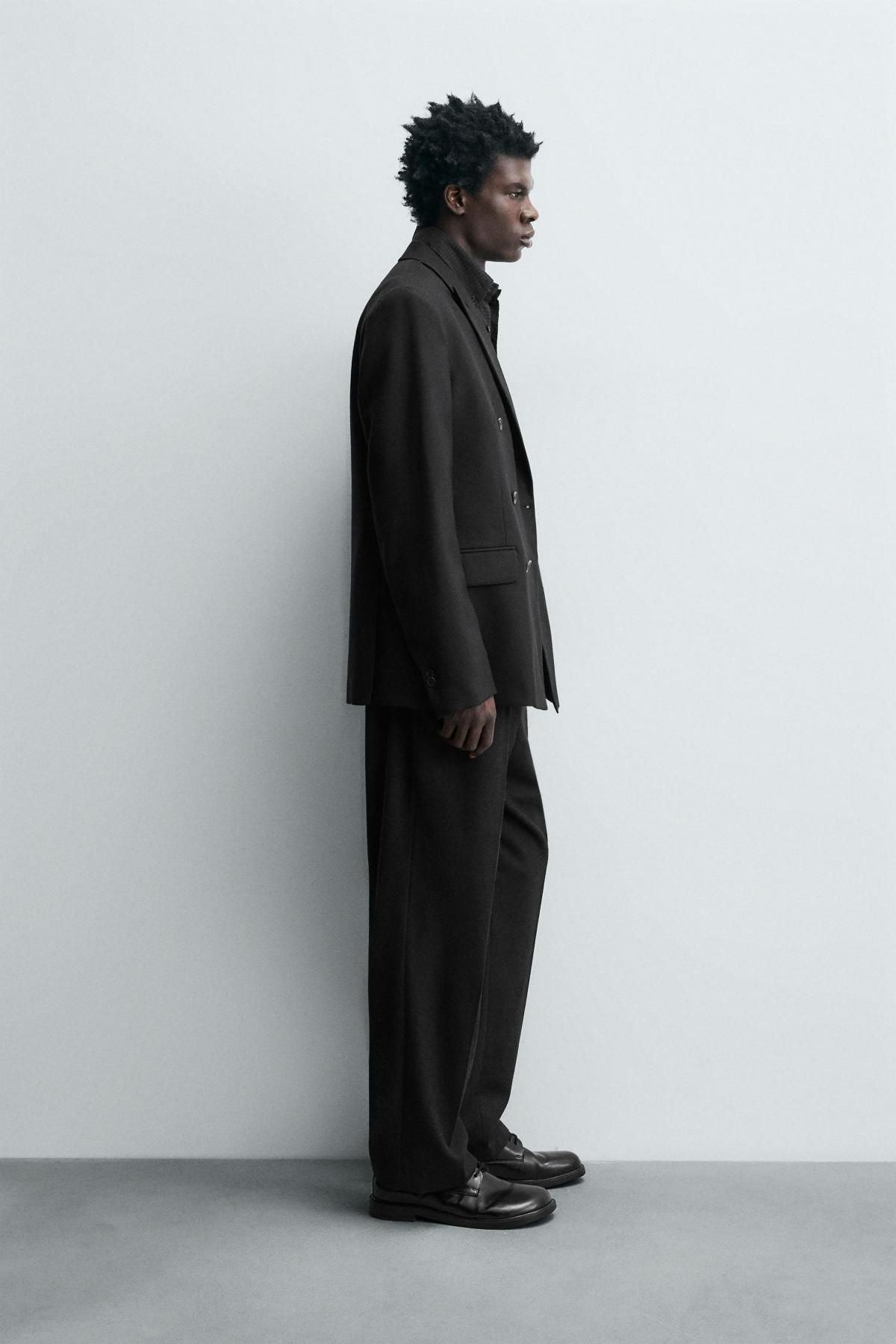 자라 울 블렌드 더블브레스트 수트 블레이저 6997/912 BLACK - 상세 이미지 5