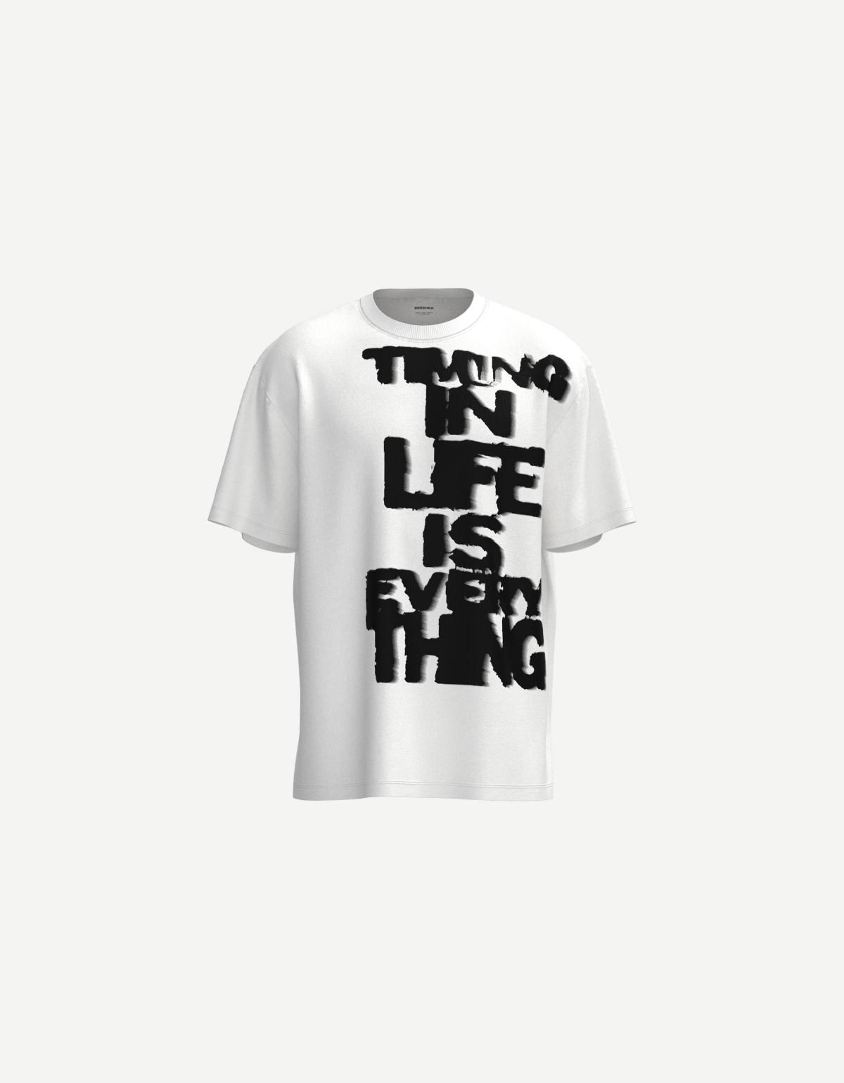 버쉬카 화이트 프린트 오버핏 반팔 티셔츠 2353/853 WHITE - 상세 이미지 3