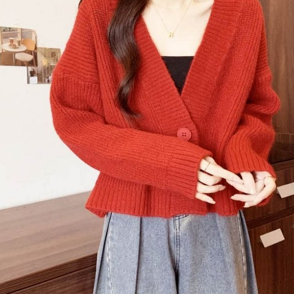 데일리 여성 가디건 루즈핏 여자 브이넥 가디건 간절기 - 상품 이미지