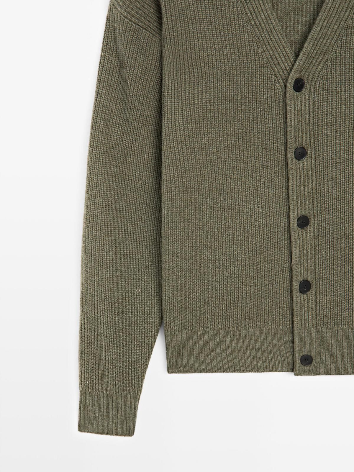 마시모두띠 울 블렌드 브이넥 니트 가디건 1122/238 GREEN MARL 이미지 8
