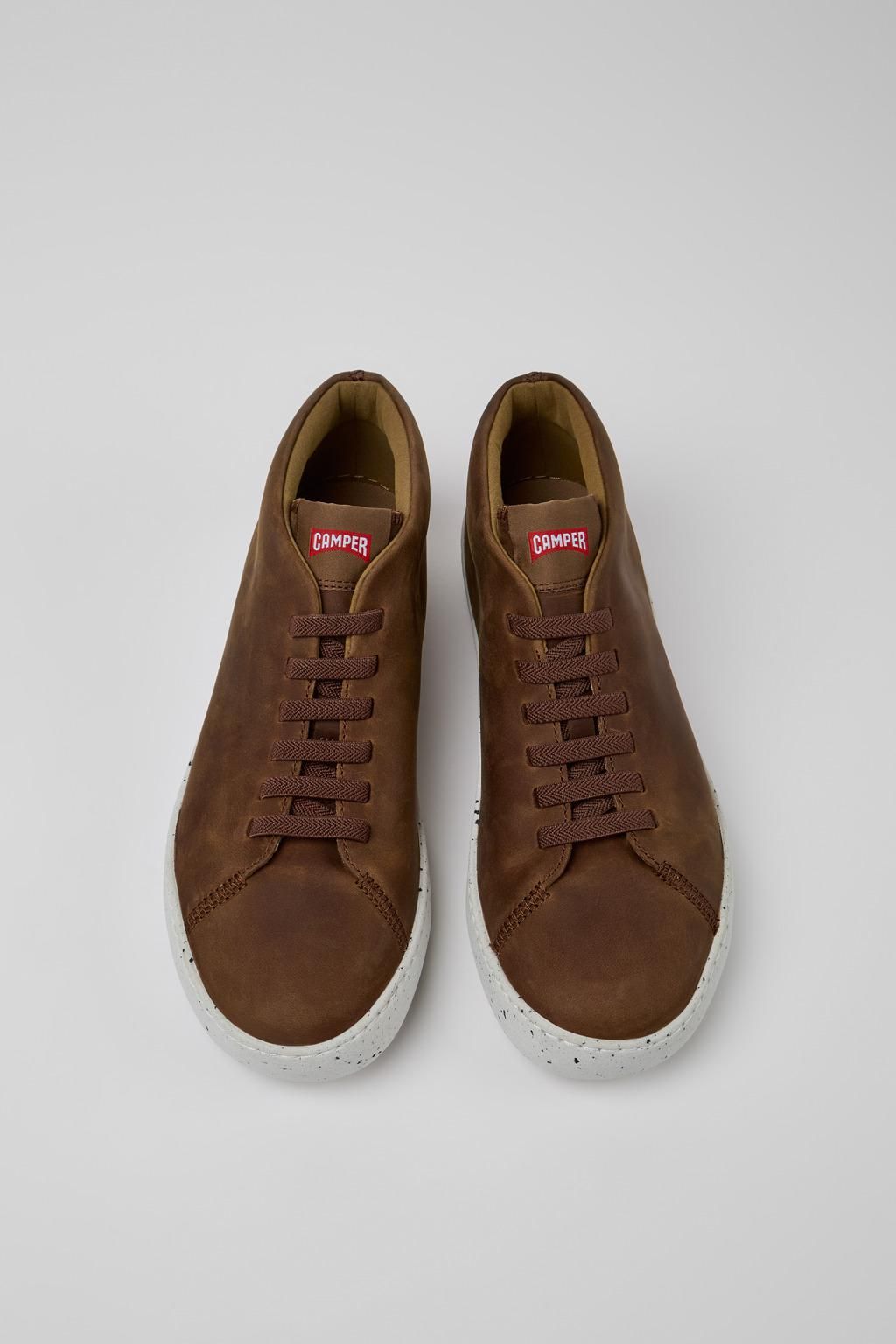 캠퍼 브라운 레더 미드탑 스니커즈 Peu Touring K300305-012 BROWN - 상세 이미지 4