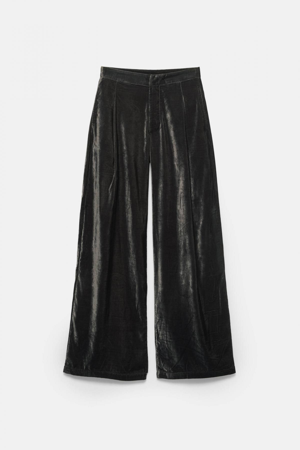 풀앤베어 벨벳 플리츠 스트레이트 팬츠 7674/343 DARK GREY - 상품 이미지