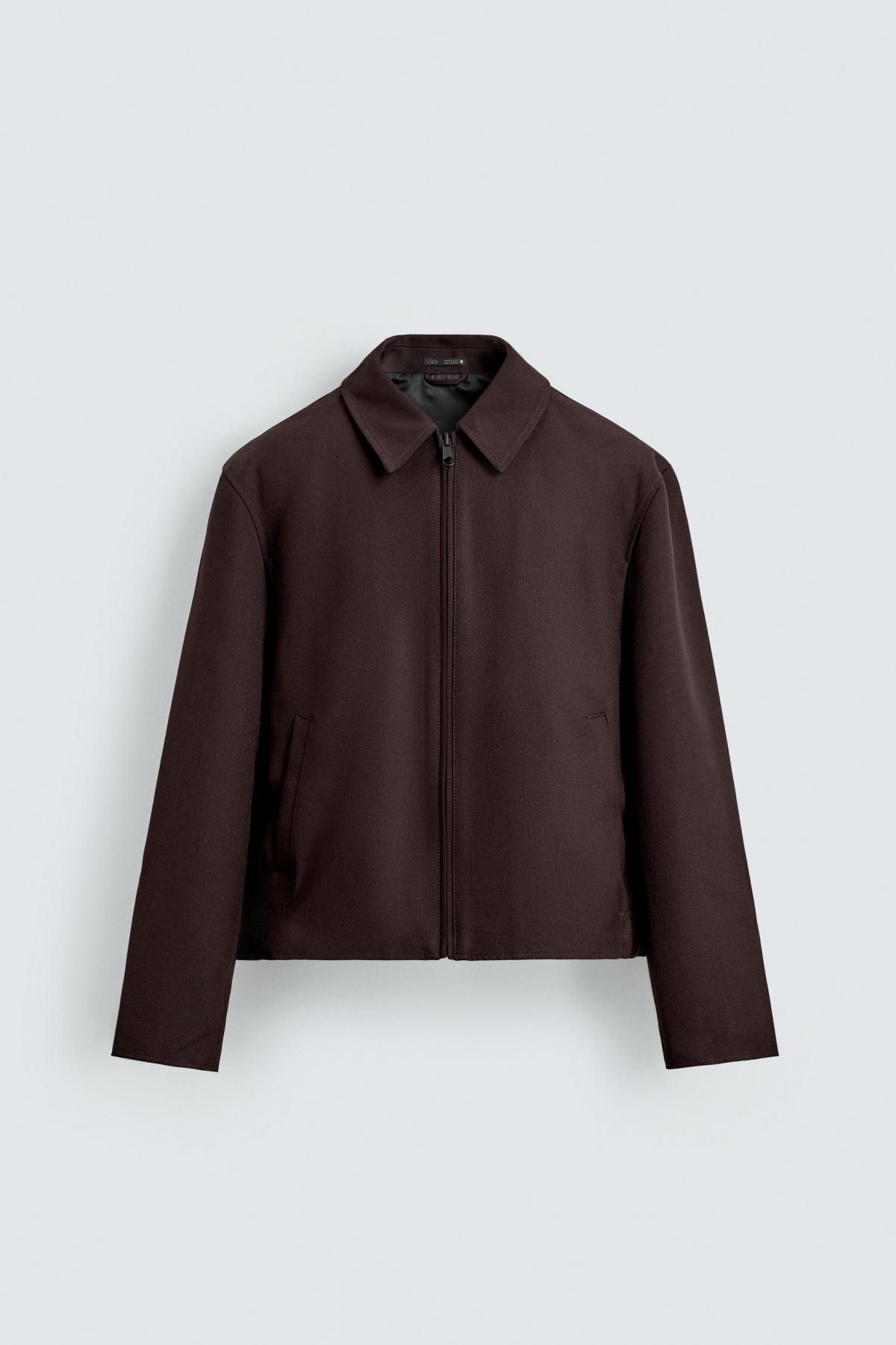 자라 크롭핏 테크니컬 울블렌드 집업 재킷 8281/550 BURGUNDY - 메인 이미지