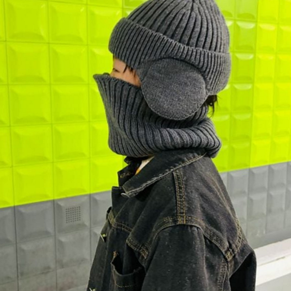 기모 귀달이 일체형 비니 안감 비니 넥 워머 - 상품 이미지