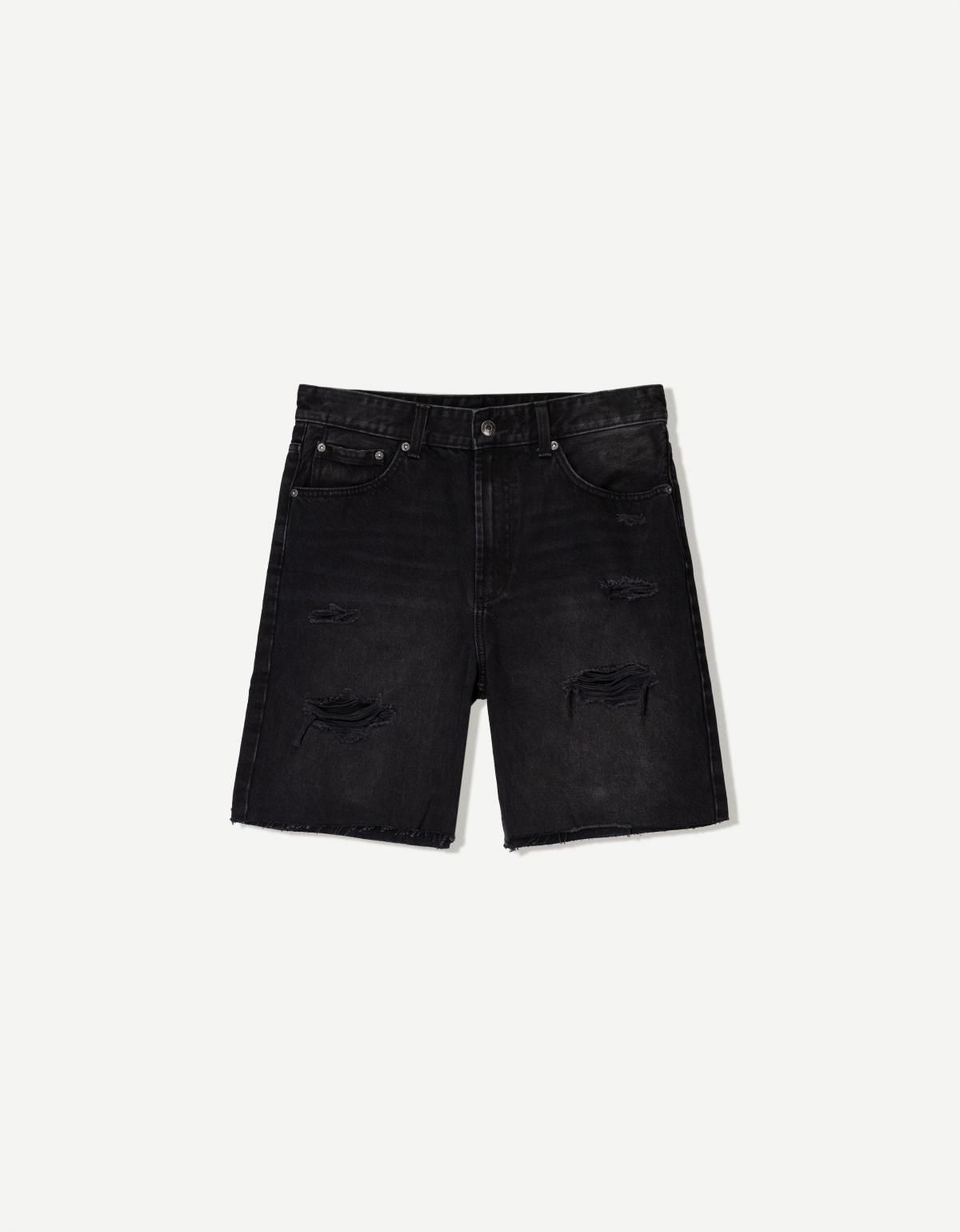 버쉬카 디스트로이드 데님 버뮤다 쇼츠 3335/352 BLACK - 상품 이미지