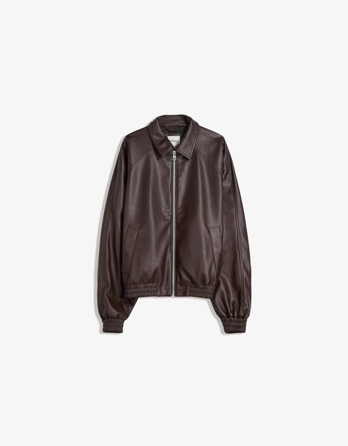 버쉬카 테크니컬 레더 이펙트 블루종 재킷 6798/677 BROWN - 상품 이미지