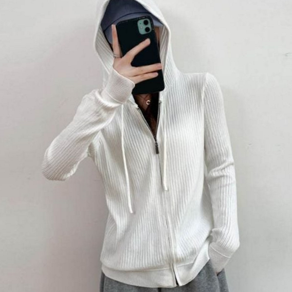 폴리에스터 여성 골지 집업 아우터 여성 니트 집업 가디건 - 상품 이미지
