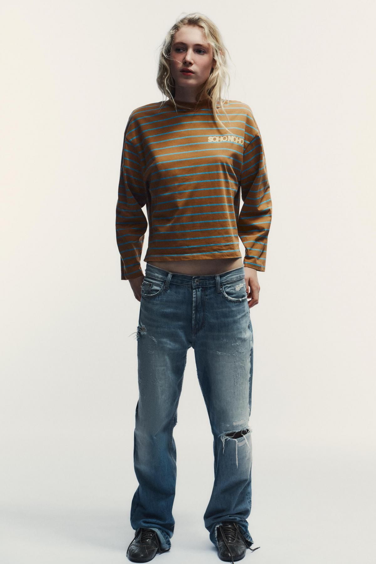 자라 스트라이프 루즈핏 라운드넥 긴팔 티셔츠 4805/808 STRIPED - 상세 이미지 2