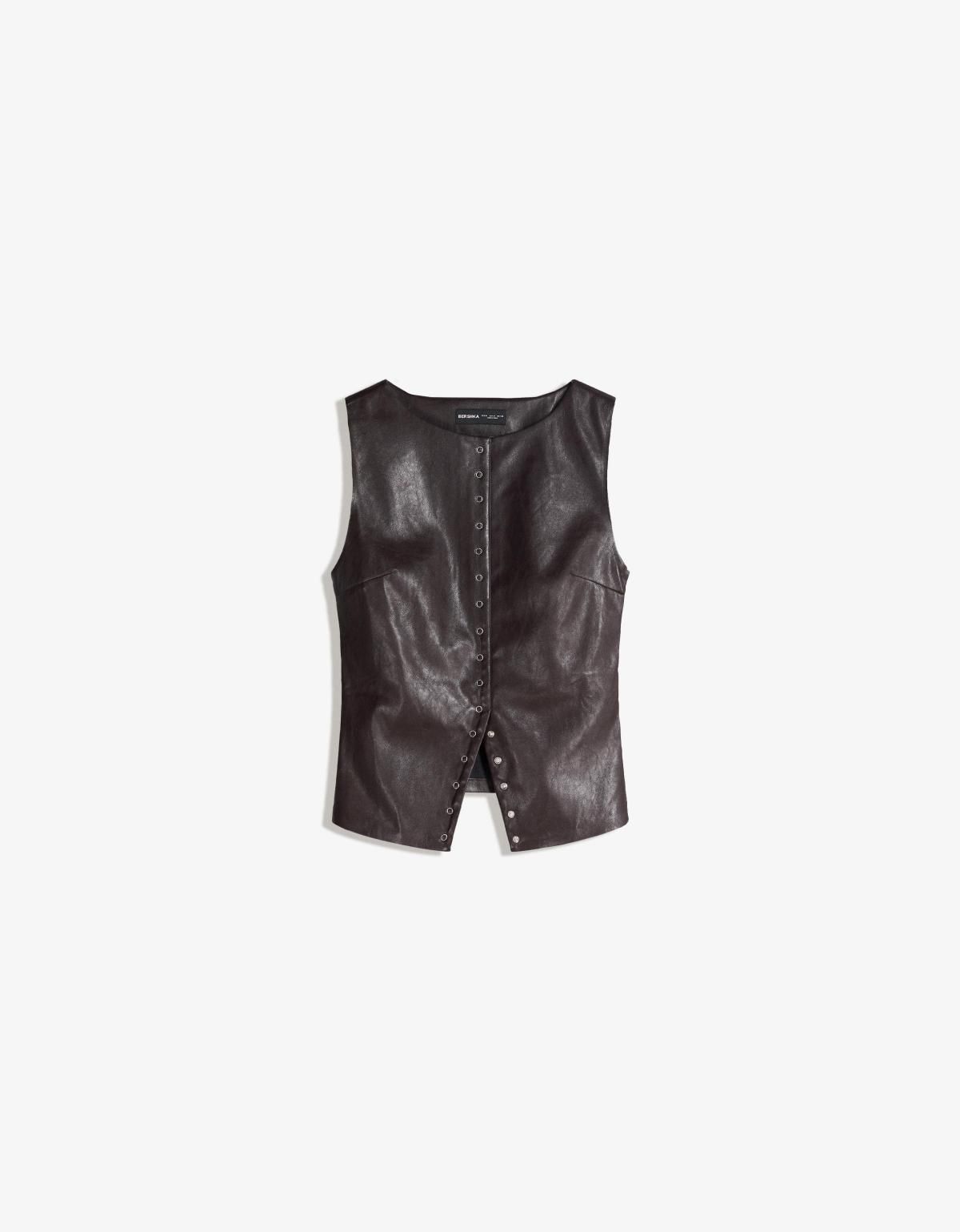 버쉬카 레더 이펙트 스터드 베스트 8815/710 BROWN - 상세 이미지 3
