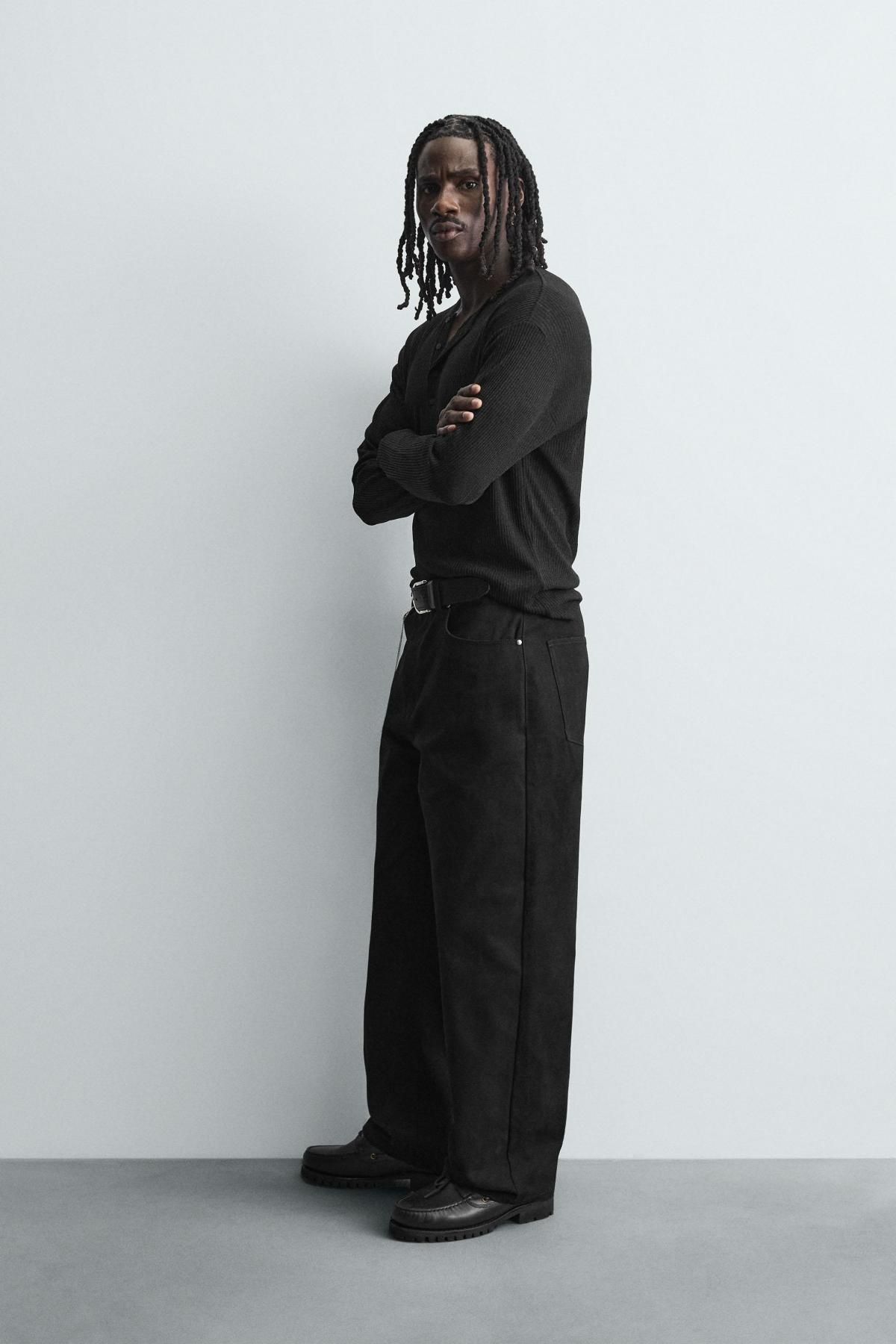 자라 와이드핏 블랙 배기 데님 팬츠 0399/299 BLACK - 상세 이미지 5