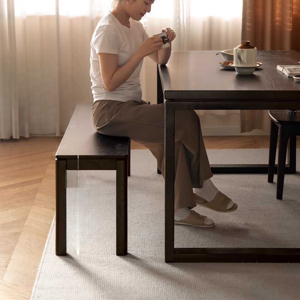 긴 의자 원목 식탁용 벤치형 가족 식사 공간용 가구 1200x320x450mm - 상세 이미지 3