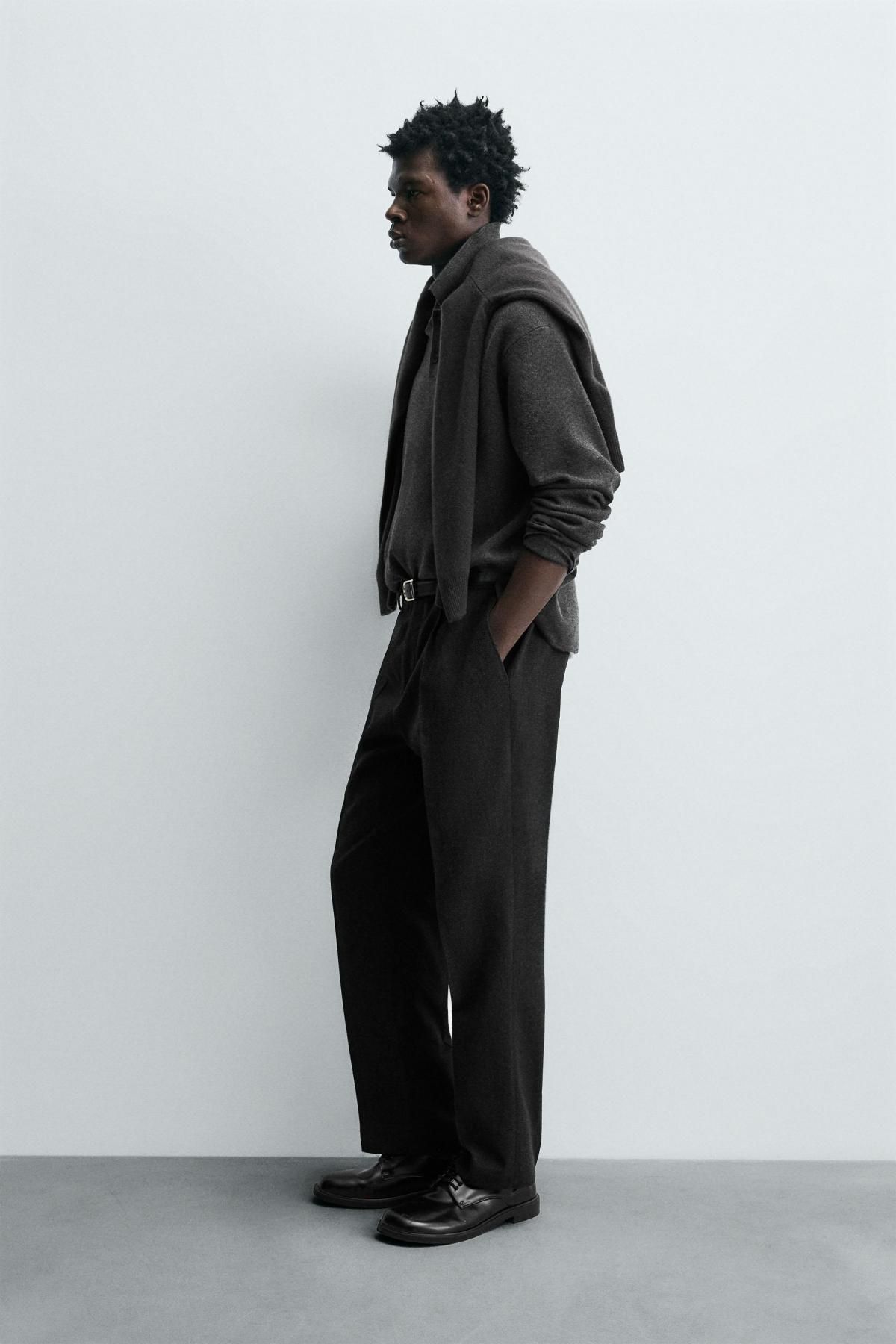 자라 소프트 다크그레이 니트 긴팔 폴로셔츠 5536/320 ANTHRACITE GREY - 상세 이미지 5