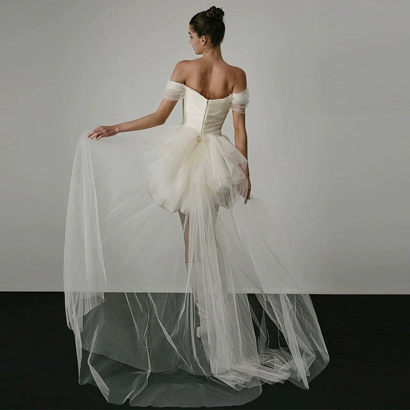신혼여행 스냅 촬영 드레스 프렌치 새틴 셀프웨딩 화이트 XS - 상세 이미지 4