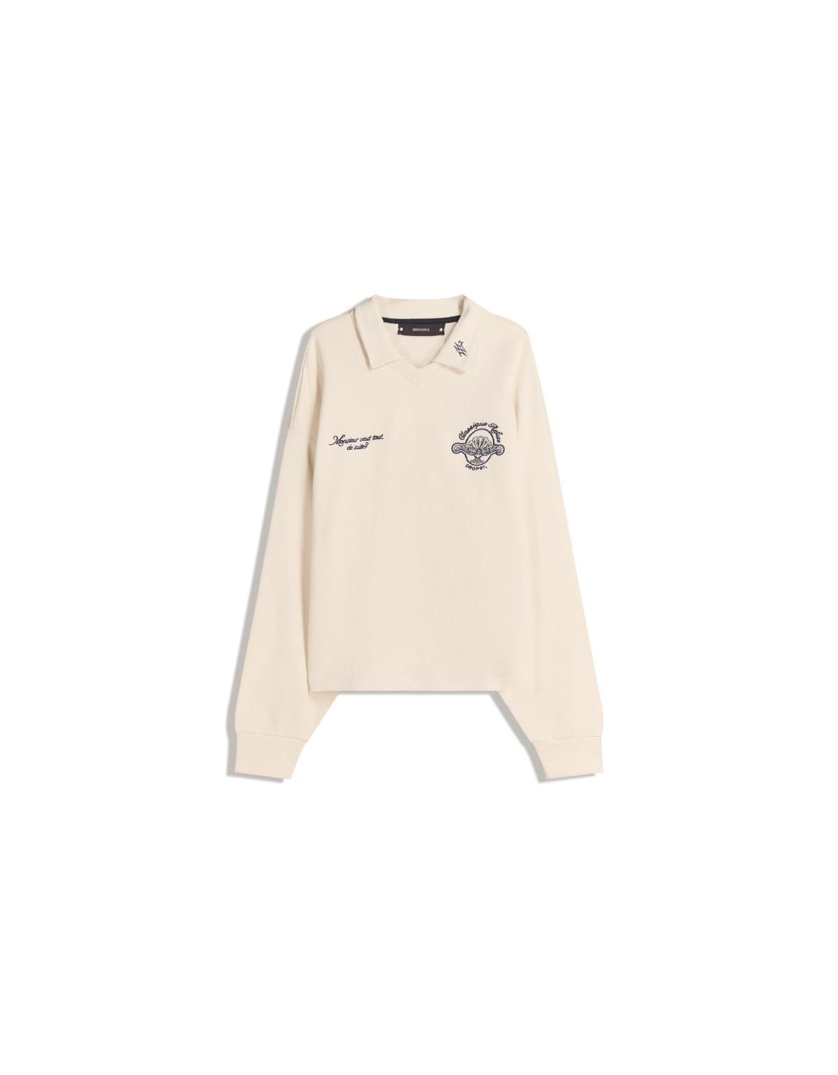 버쉬카 프린트 아이보리 테크니컬 긴팔 폴로셔츠 8081/478 CREAM - 상세 이미지 3