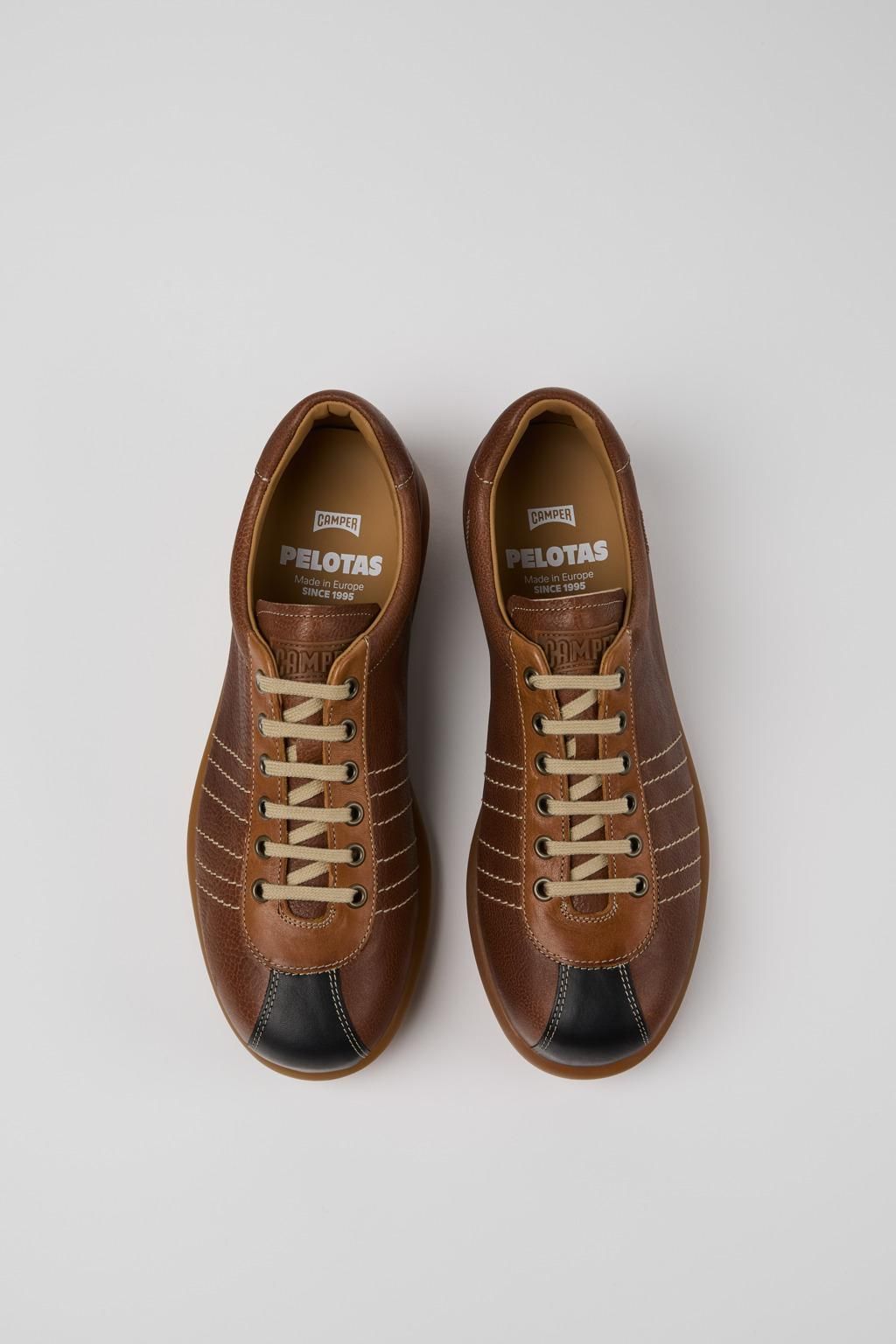 캠퍼 아이코닉 멀티컬러 레더 스니커즈 Pelotas K101018-004 BROWN - 상세 이미지 4