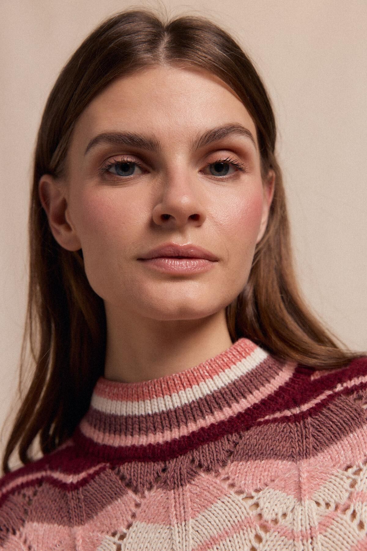 슬로우러브 멀티컬러 웨이브 라운드넥 니트 스웨터 3762294 ESTAMPADO BEIGE - 상세 이미지 3