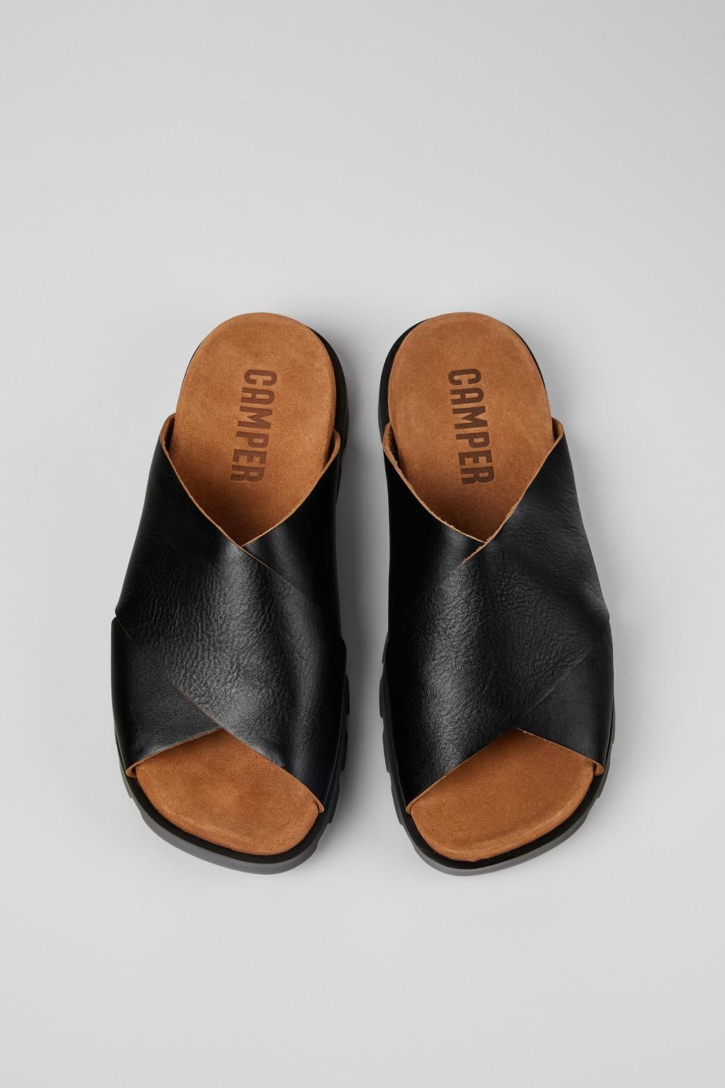 캠퍼 블랙 레더 스트랩 샌들 Brutus K100775-014 BLACK - 상세 이미지 4