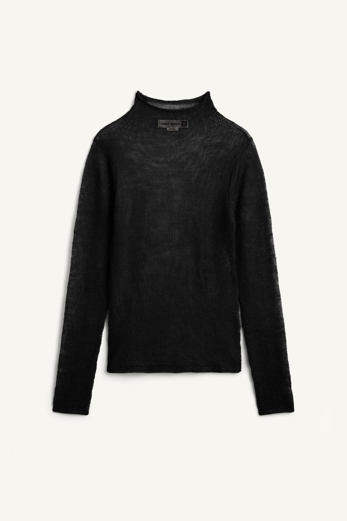 자라 울혼방 하이넥 니트 스웨터 블랙 베이직 3039/905 DARK NAVY - 상품 이미지