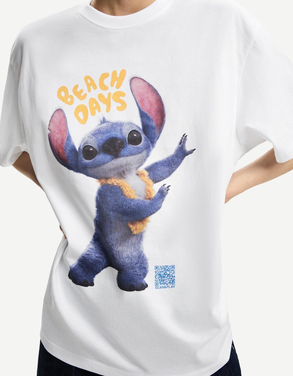 버쉬카 캐릭터 프린팅 Lilo Stitch 웨어러블아트 반팔 티셔츠 2353/835 WHITE - 상세 이미지 5