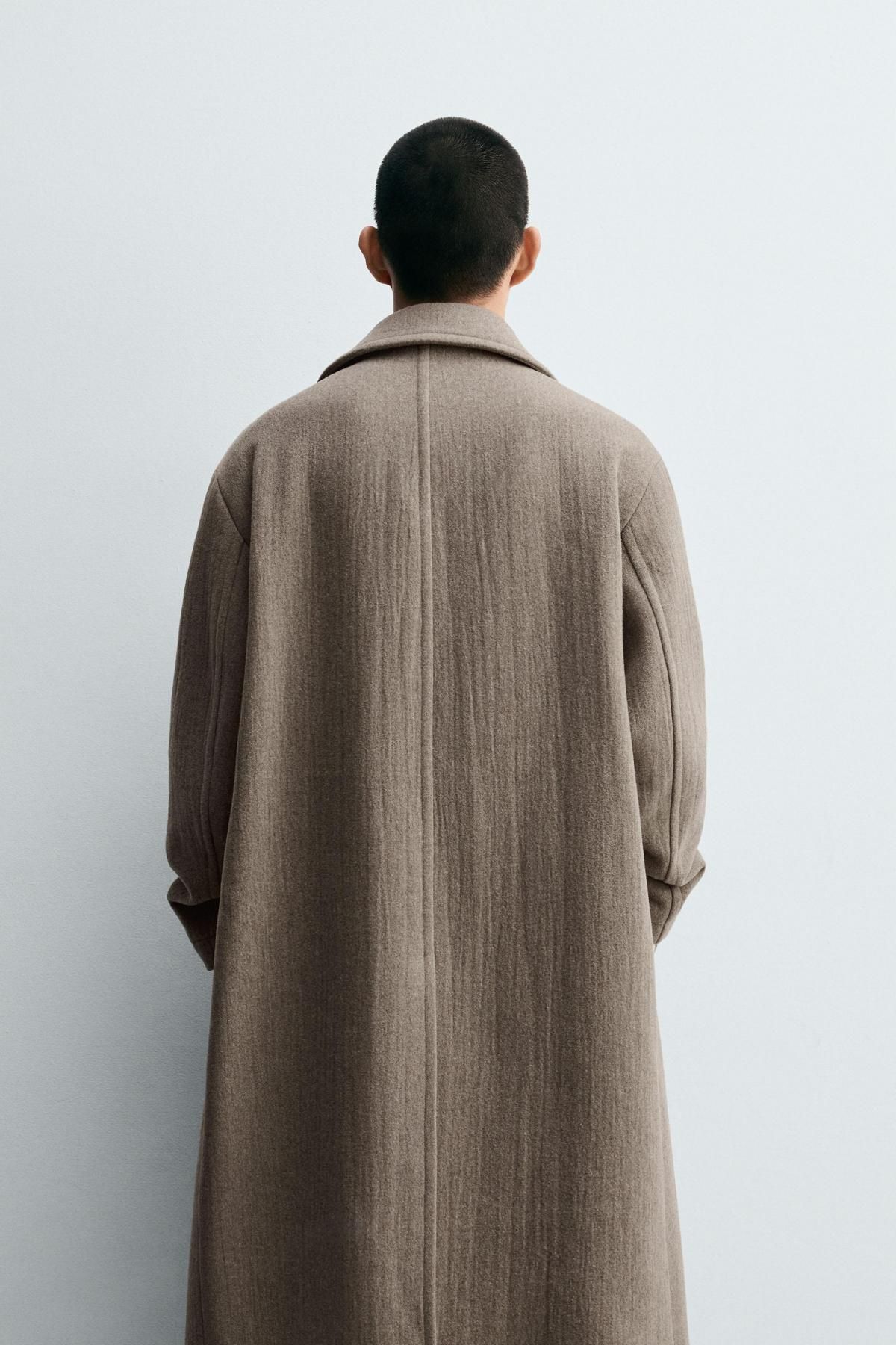 자라 오버핏 울 싱글 코트 5854/330 BROWN / TAUPE - 상세 이미지 4