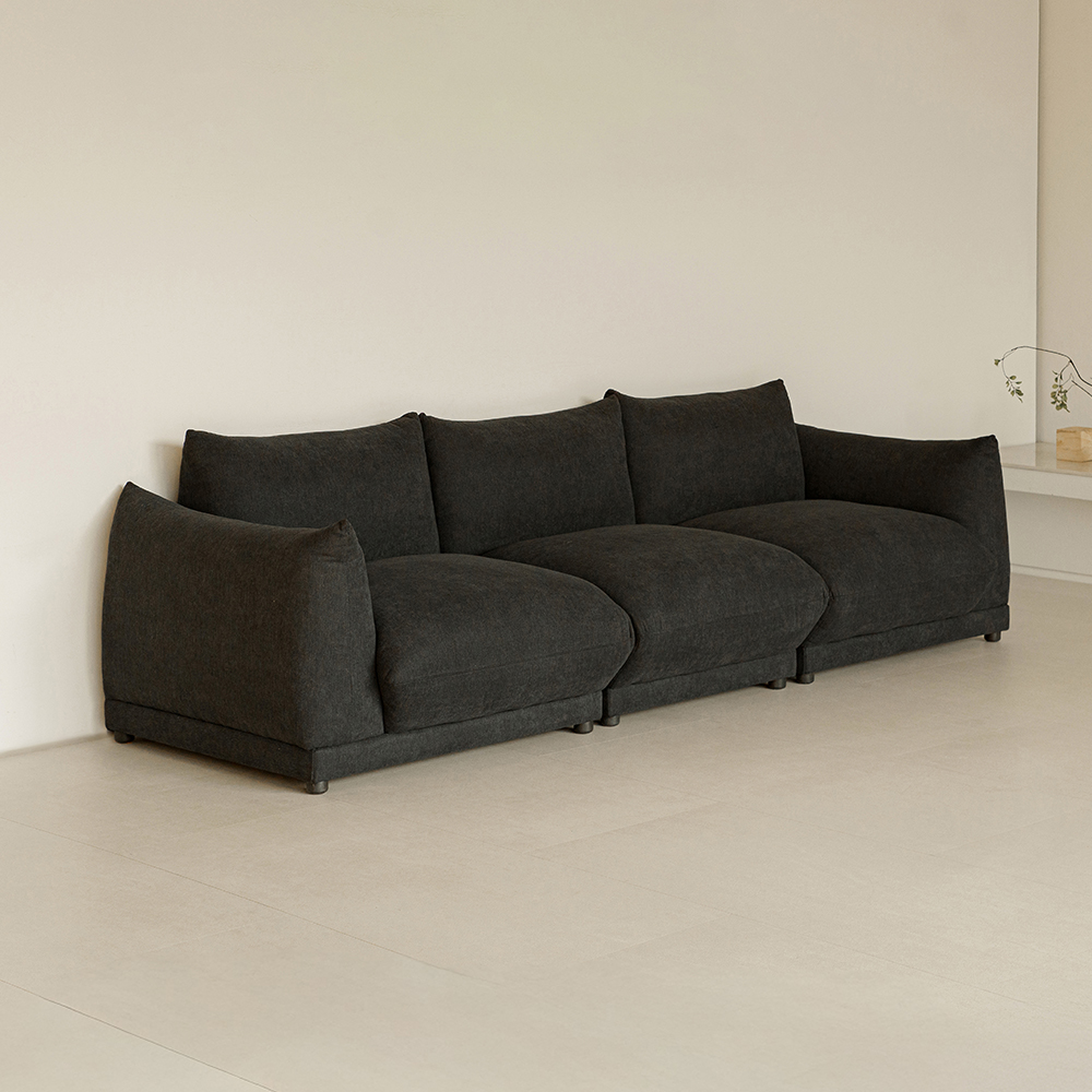 퍼지 DAVIS 기능성 원단 패브릭 모듈 소파 블랙, 4인용