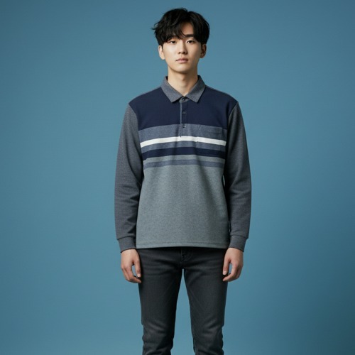 조이마담 MT50031 하프 배색 포켓 카라 속기모 티셔츠 중년남성의류 아빠옷 - 상품 이미지