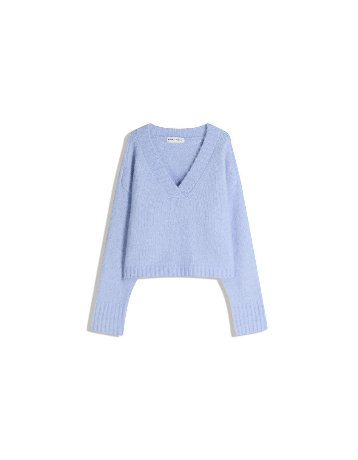 버쉬카 박시핏 브이넥 니트 스웨터 7141/686 BLUE - 상세 이미지 3