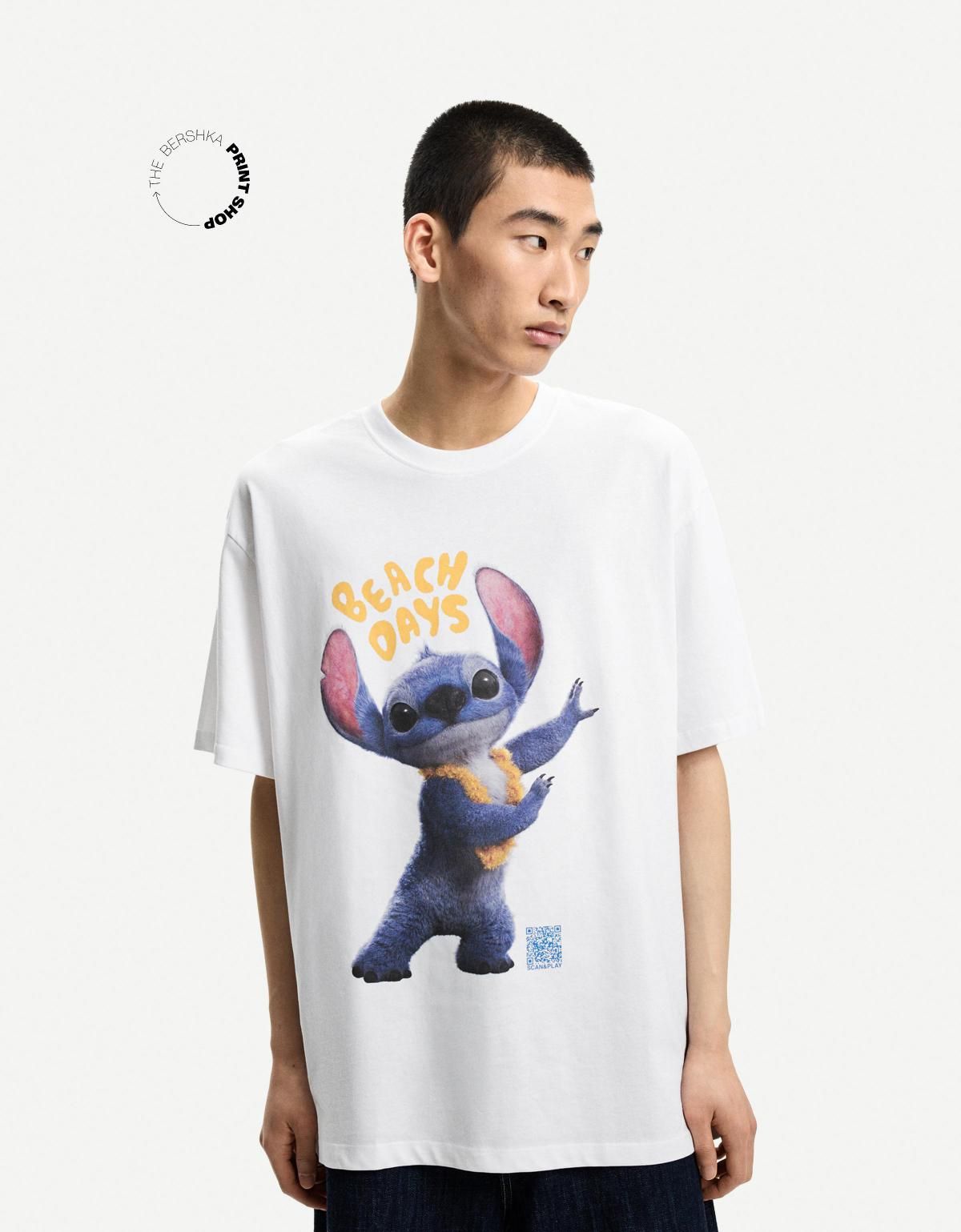 버쉬카 캐릭터 프린팅 Lilo Stitch 웨어러블아트 반팔 티셔츠 2353/835 WHITE - 메인 이미지