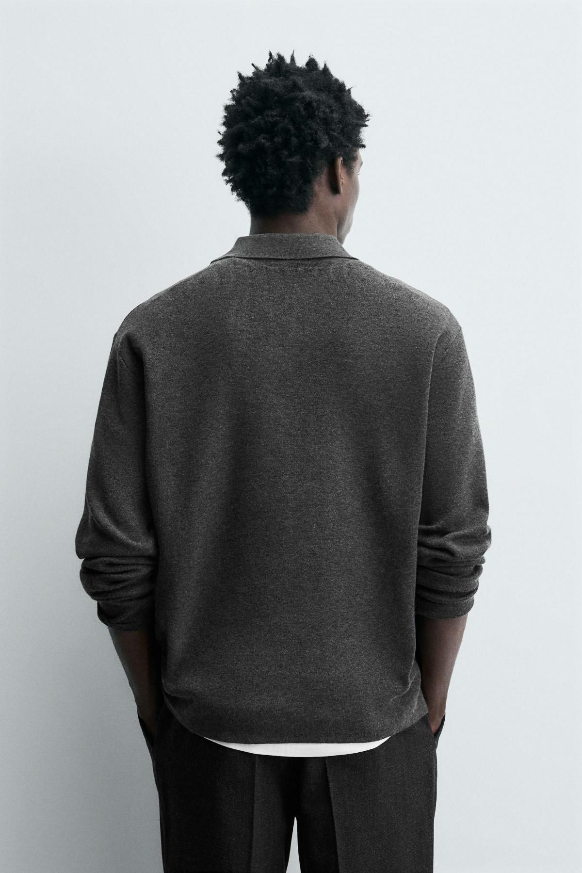 자라 소프트 다크그레이 니트 긴팔 폴로셔츠 5536/320 ANTHRACITE GREY - 상세 이미지 4