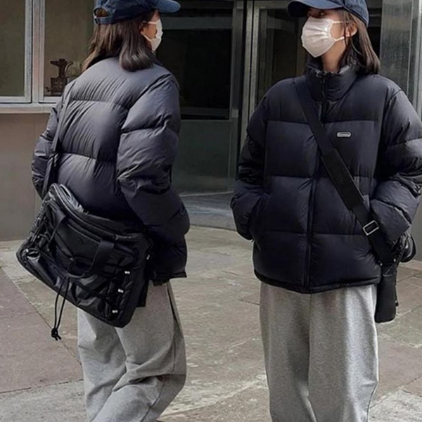 하이넥 여성 숏 패딩 베이직 여자 숏 패딩 캐주얼 - 상품 이미지