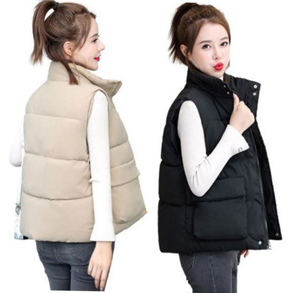 데일리 여성 패딩 조끼 베이직 여성 하이넥 조끼 간절기 - 상품 이미지