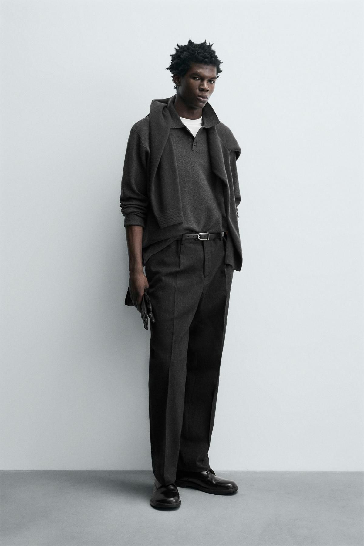 자라 소프트 다크그레이 니트 긴팔 폴로셔츠 5536/320 ANTHRACITE GREY - 상세 이미지 2