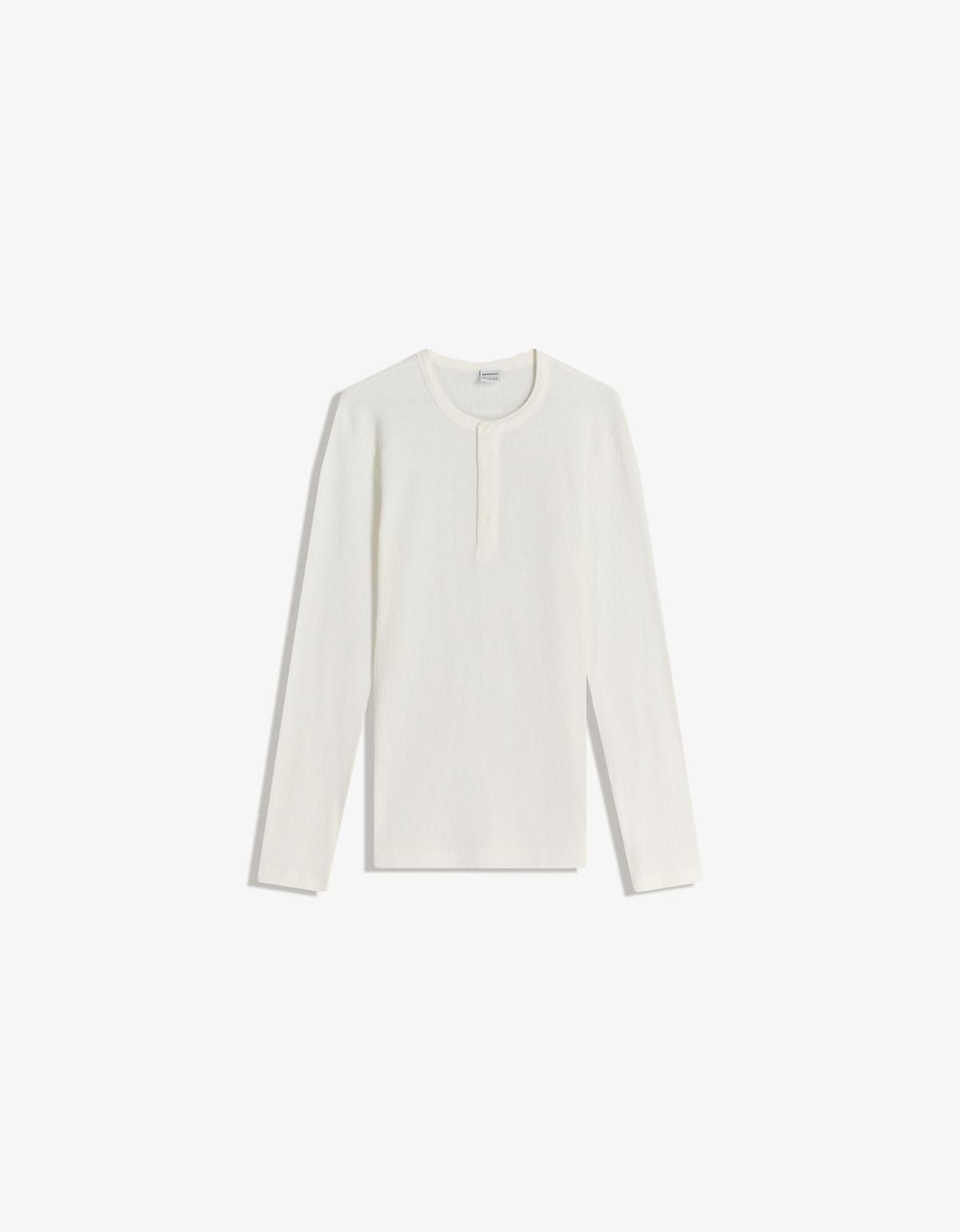 버쉬카 슬림핏 헨리넥 롱슬리브 티셔츠 8123/152 OFF WHITE - 상세 이미지 3