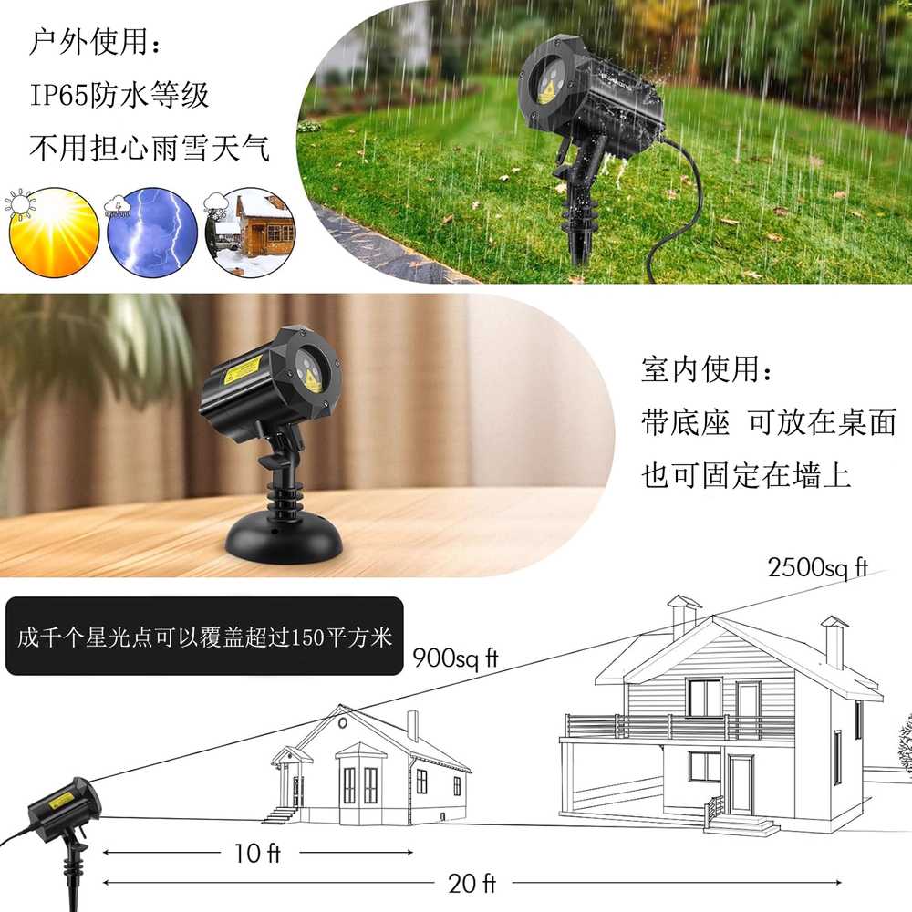 반딧불조명 별빛 램프 좁쌀 캠핑장 LED 프로젝션 야간 레드/그린 - 상세 이미지 3