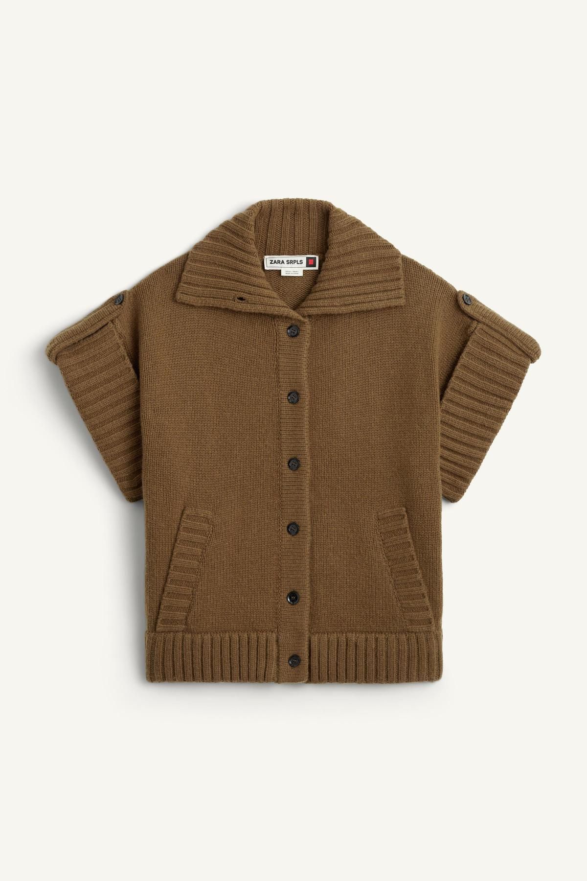자라 울 니트 베스트 라펠카라 버튼업 포켓 3039/903 KHAKI - 메인 이미지