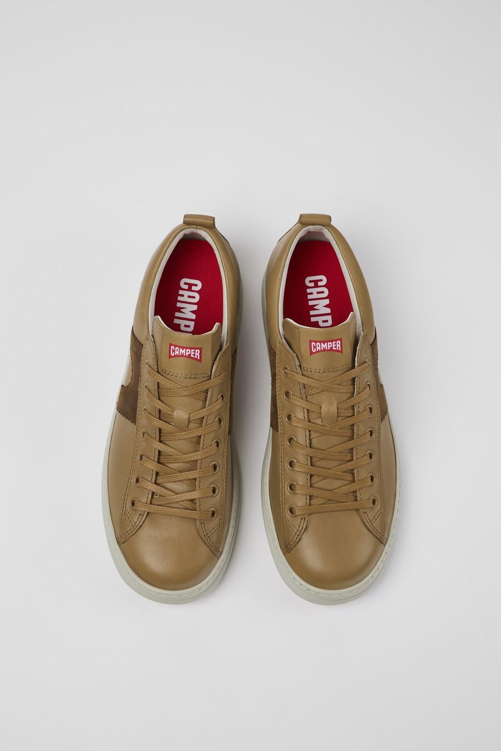 캠퍼 레트로 브라운 레더 스니커즈 Runner K100893-010 BROWN - 상세 이미지 4