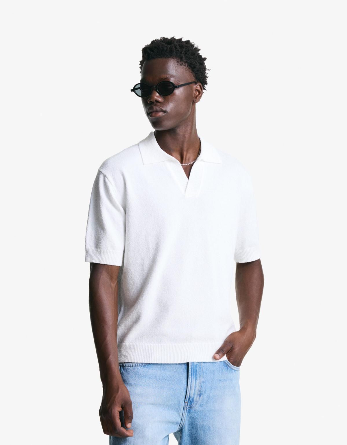 버쉬카 텍스처 테리 오버핏 반팔 폴로셔츠 8239/376 OFF WHITE - 상세 이미지 2