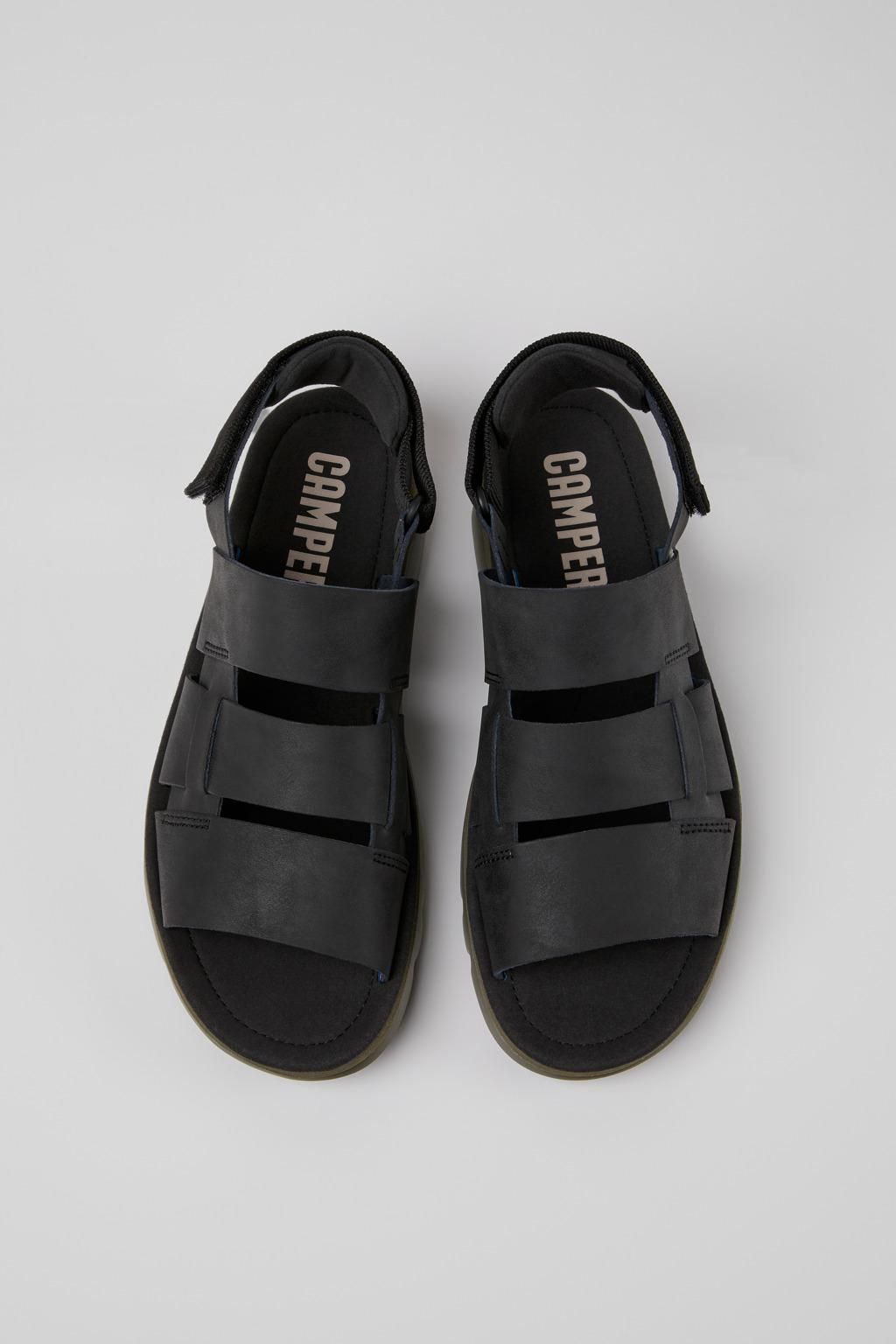 캠퍼 블랙 레더 텍스타일 남성 스트랩 샌들 Oruga K100470-013 BLACK - 상세 이미지 4