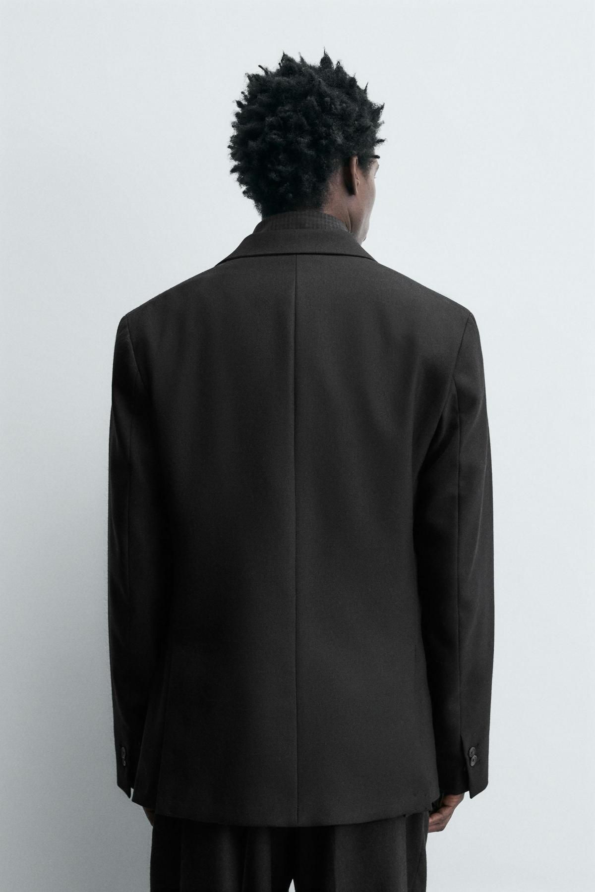 자라 울 블렌드 더블브레스트 수트 블레이저 6997/912 BLACK - 상세 이미지 4