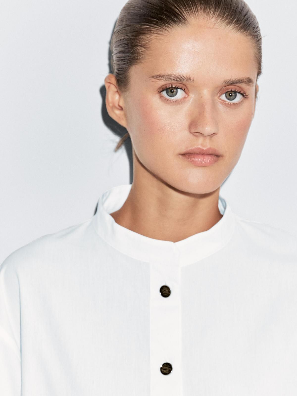 마시모두띠 스탠드칼라 골드버튼 코튼 긴팔 셔츠 5159/959 OFF WHITE - 상세 이미지 4
