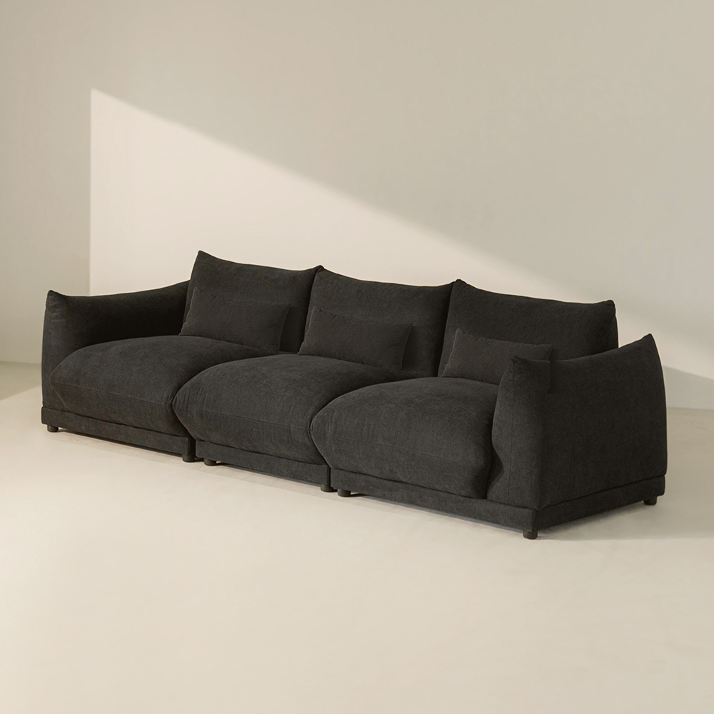 퍼지 DAVIS 기능성 원단 패브릭 모듈 소파 블랙, 4인용