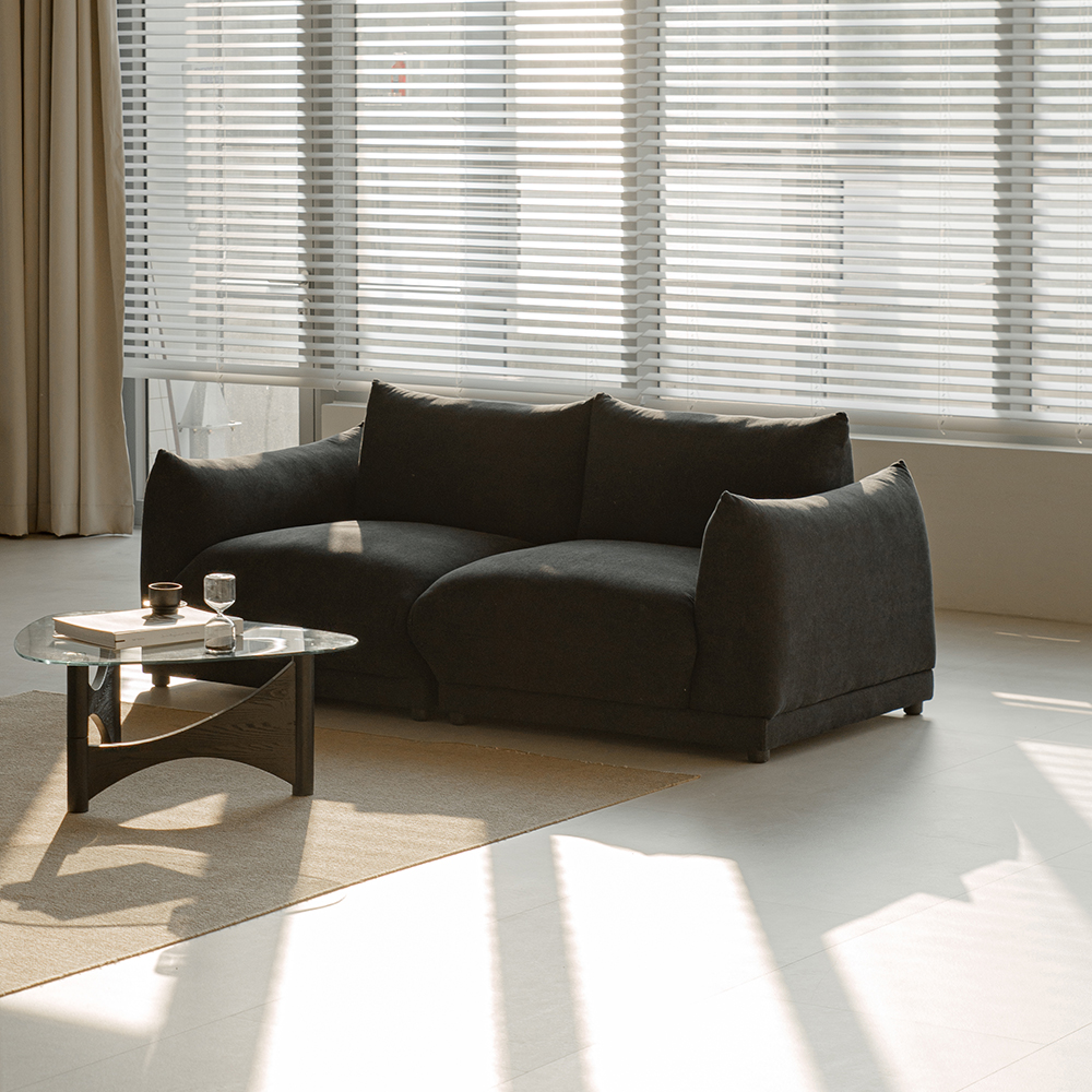 퍼지 DAVIS 기능성 원단 패브릭 모듈 소파 블랙, 3인용