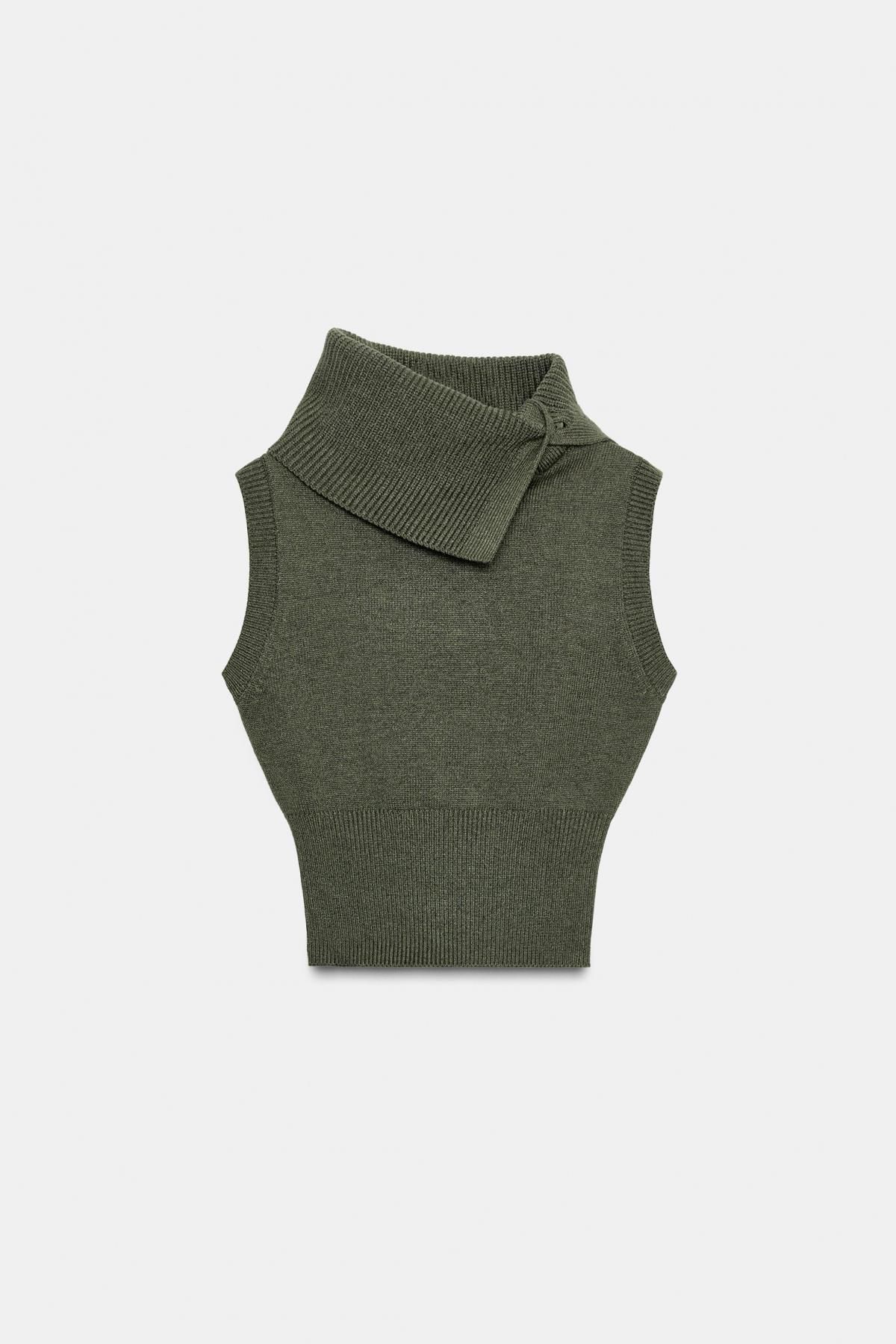 자라 모던 니트 라펠 베스트 5536/194 GREEN - 메인 이미지