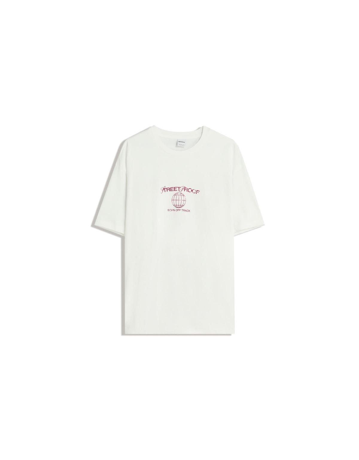 버쉬카 프린트 심플 반팔 티셔츠 8042/116 OFF WHITE - 메인 이미지
