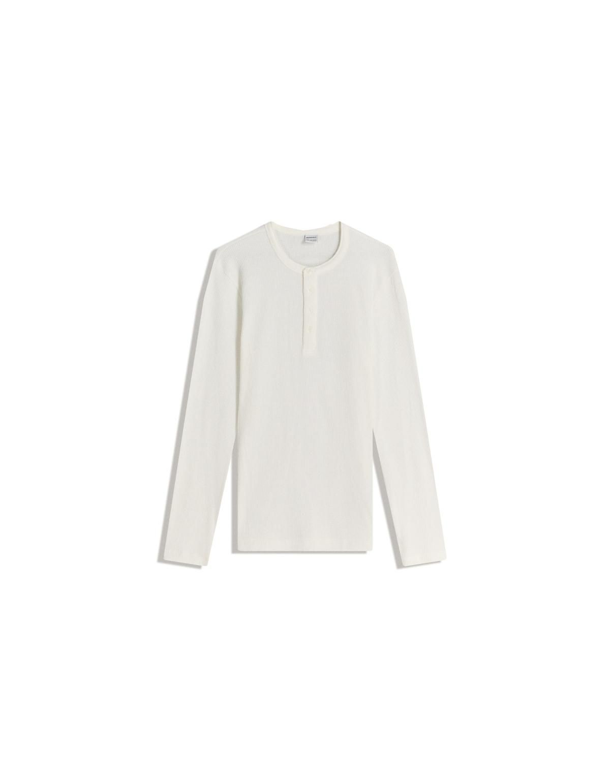 버쉬카 슬림핏 헨리넥 롱슬리브 티셔츠 8123/152 OFF WHITE - 메인 이미지