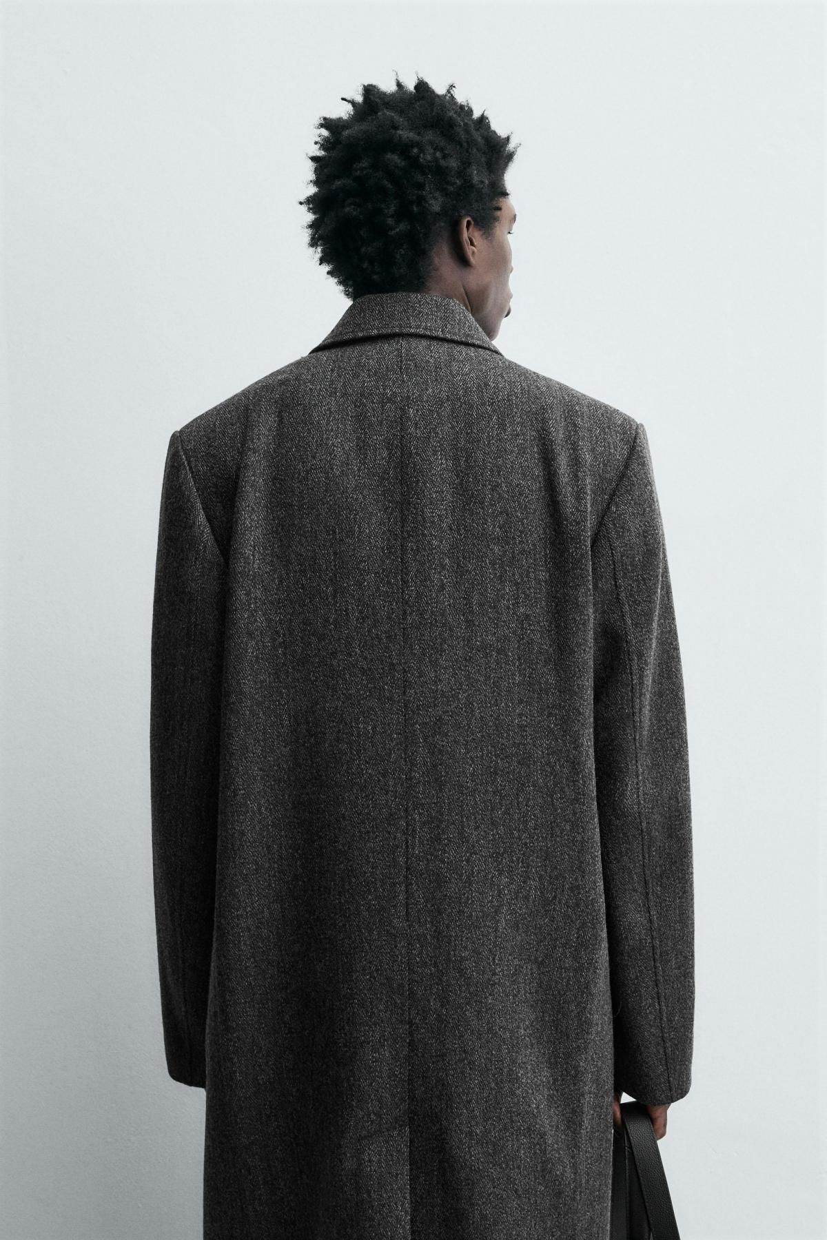 자라 클래식 헤링본 울블렌드 더블 코트 6843/863 BROWN MARL - 상세 이미지 4
