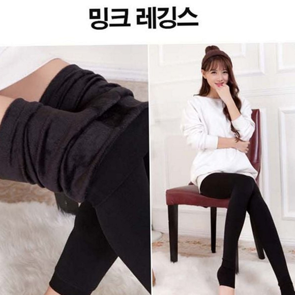 따뜻한 여성 기모 레깅스 융털 여성 밍크 레깅스 발열 - 상품 이미지