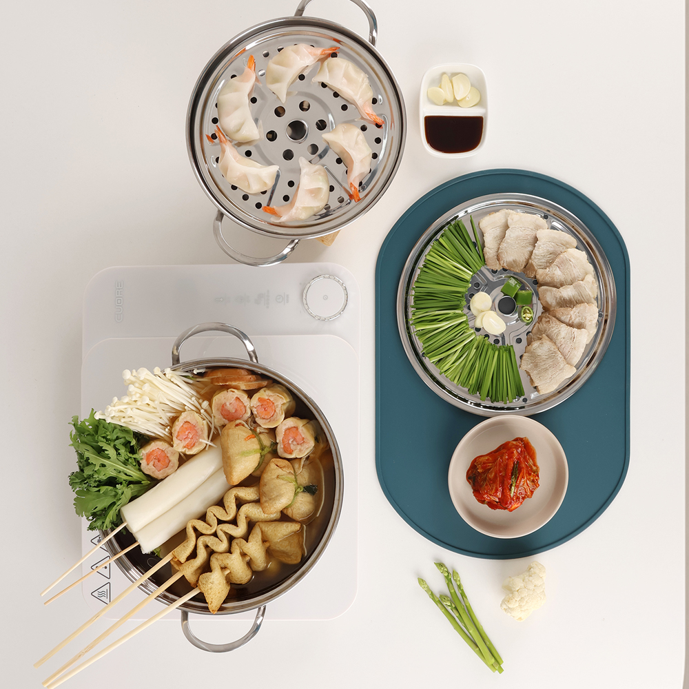 시샘 연마제 초음파 세척한 인덕션 스텐 찜기 전골 찜 냄비 + 레스팅커버 세트 20cm - 상세 이미지 3