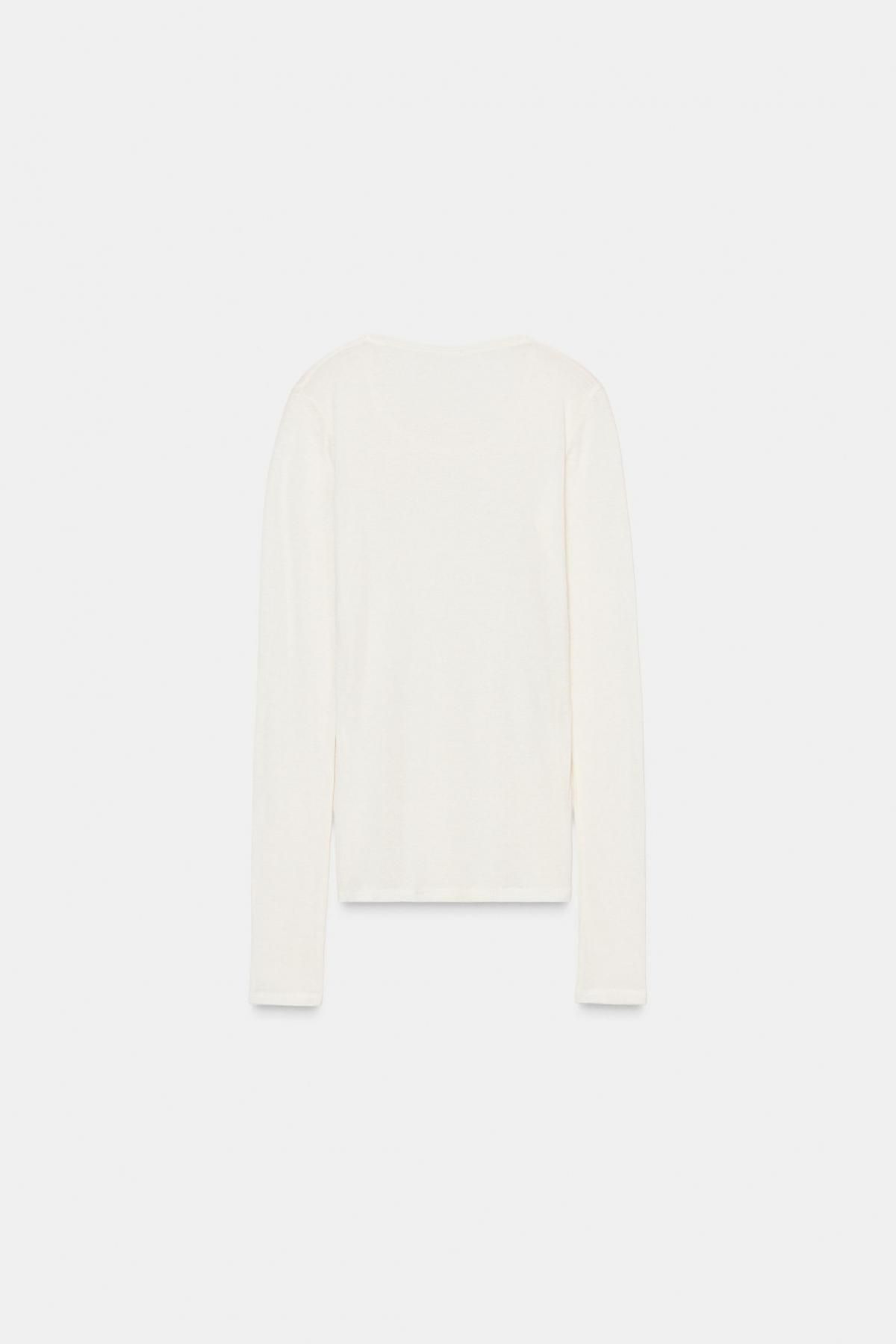 자라 프리미엄 울블렌드 슬림핏 긴팔 티셔츠 5644/983 WHITE - 상세 이미지 5