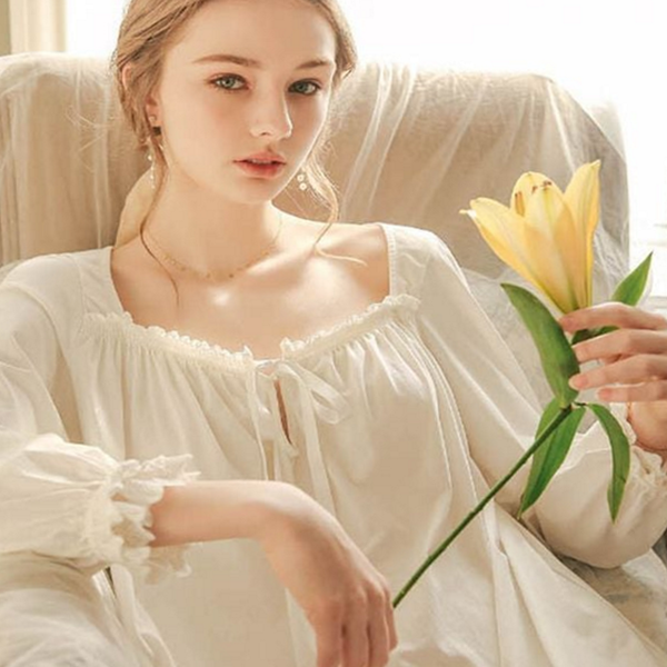 프린세스 여성 잠옷 레이스 여자 잠옷 스퀘어넥 원피스 - 상품 이미지
